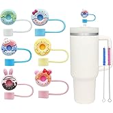 6Pcs 10mm Doughnut Straw Cover for Stanley Cup,Dust-Proof Straw Topper for 30&40 oz Tumblers and Water Bottles,Reusable Tumbler Cup Accessories for Stanley,Funny Gifts for Women & Girls