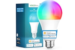 VOCOlinc Smart Light Bulb Works with Apple Homekit, Alexa, Google Home, Dimmable WiFi Smart Bulbs, 850 Lumens, E26 LED Smart Bulb 60 Watt Equivalent, A21, 2200K-7000K RGBW, 9.5W, 1 Pack