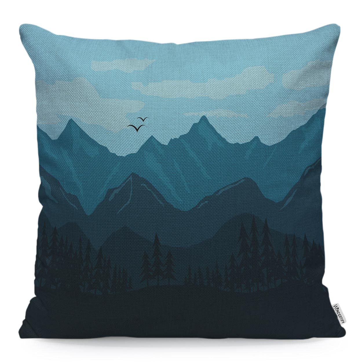 WONDERTIFY Mountain Cushion Cover Nature Mountains Cloud Throw Pillow Covers Cushion Case For Couch Home Decor Blue 45X45 Cm
