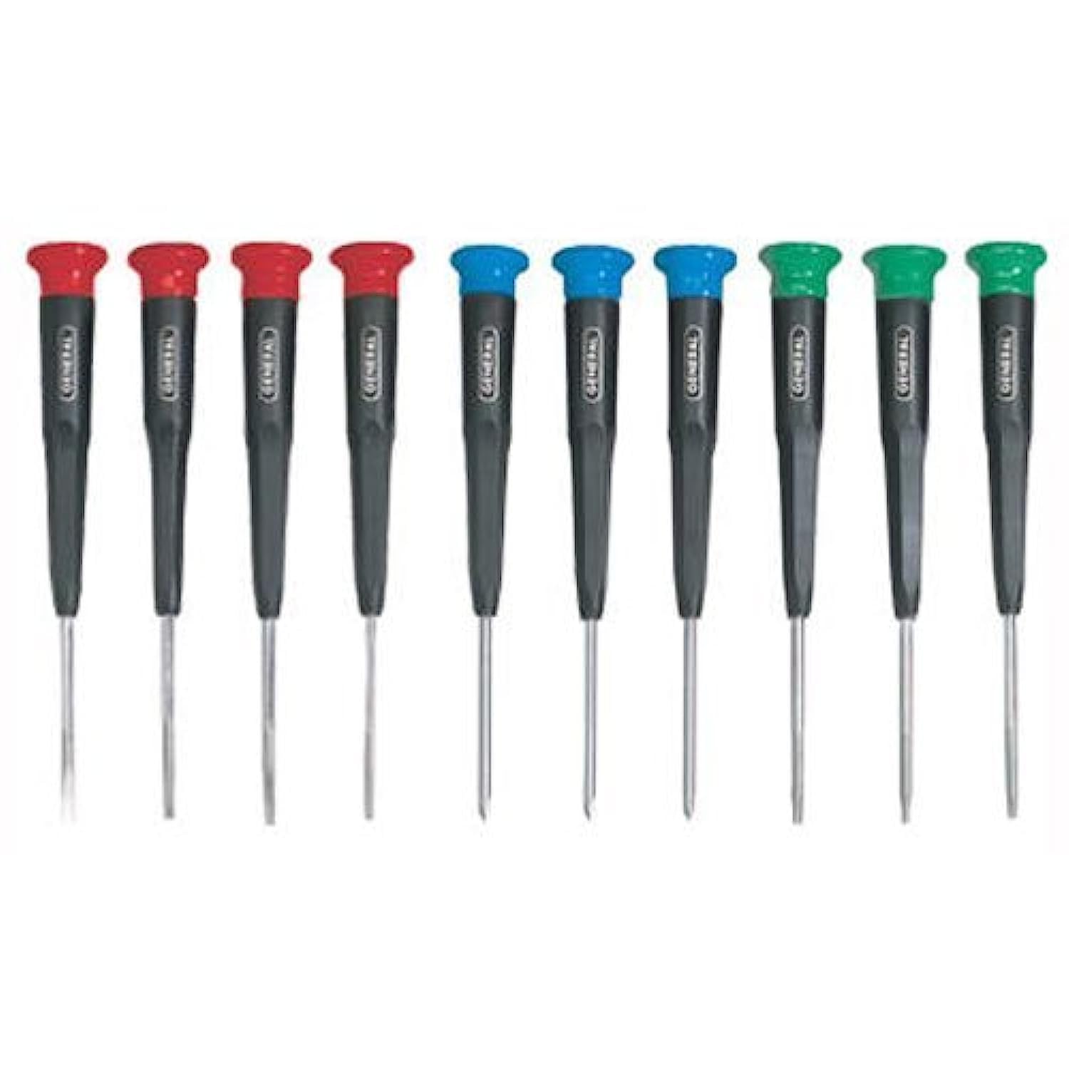 General Tools 690 Precision Screwdrivers, Set of 10, Color-Coded Slotted, Phillips and Torx Bits with Swivel Heads, Organizer Case
