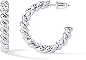 PAVOI 14K Gold Plated Twisted Rope Round Hoop Earrings