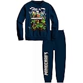 Minecraft Boys' 2-Piece Jogger Set – Lightweight Long Sleeve Sweatshirt & Pants Outfit