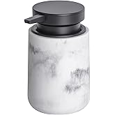 Clasin Home Liquid Soap Dispenser with Easy-to-Press Pump, 10 oz Refillable Hand Soap Dispenser with Extended Spout for Bathroom Kitchen Dish Lotion, Modern Stone Texture (White)