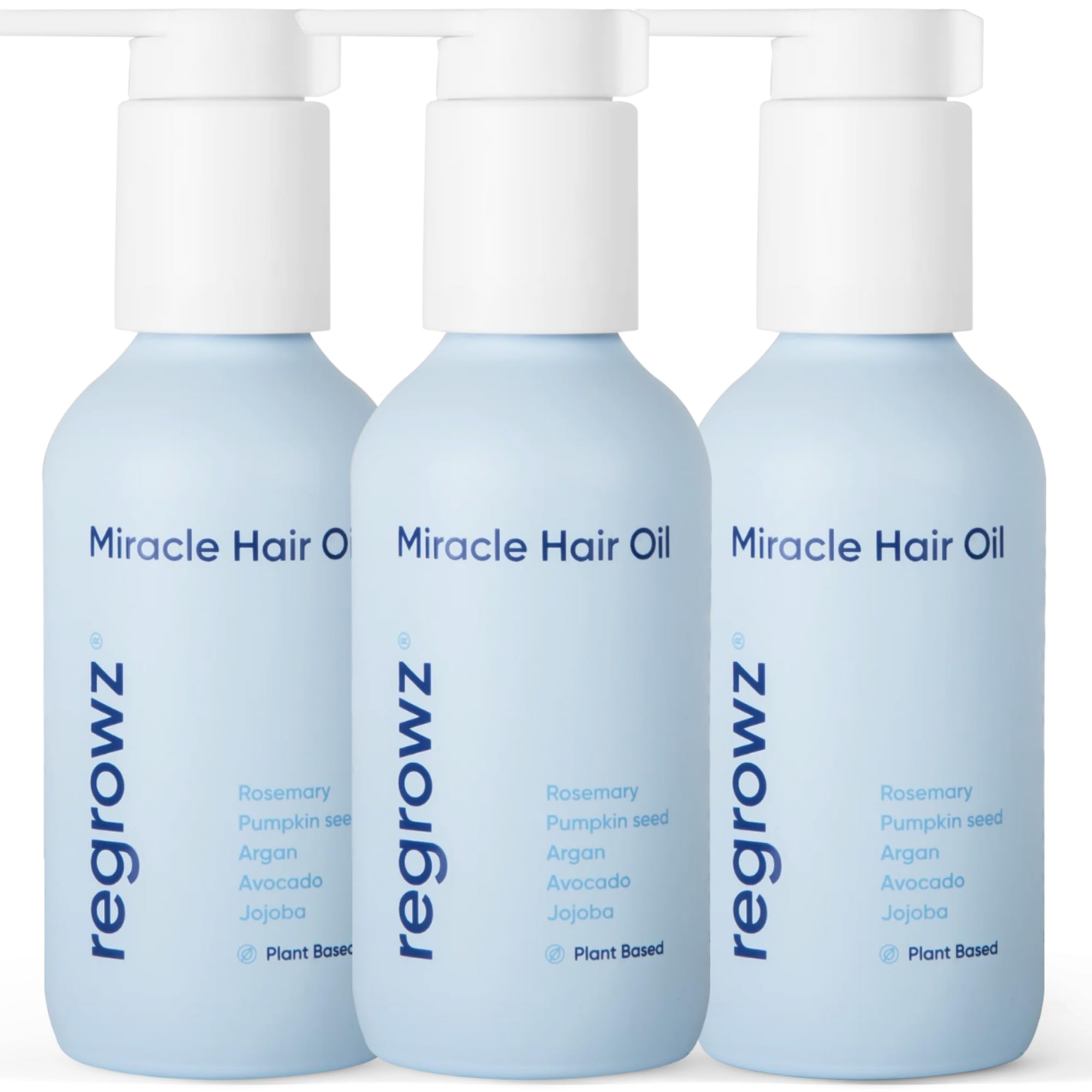 Regrowz Hair Growth Oil 3x 120ml – Rosemary, Argan & Jojoba Oils for Hair Growth & Scalp Care | Natural Hair Serum for Men & Women | Moisturises Dry, Damaged Hair – UK Hair Loss Treatment