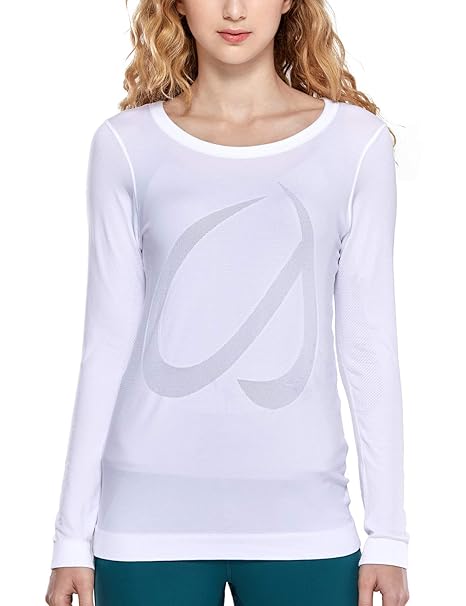CRZ YOGA Mujer Ropa Deportiva Sports Casuales Camiseta Malla sin Costura Manga Larga