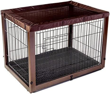 Amazon Co Jp 犬クレートウッドアイアンインドアドッグケージ小中規模および大規模犬のフェンスフェンス木製猫ケージ犬ケージアウトドア サイズ Dark Brown M ホーム キッチン