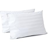 100% Egyptian Cotton Pillow Cases Set of 2, Queen Size 400 Thread Count Cooling Pillowcases, Soft and Breathable Pillow Covers with Envelope Closure, 20x30 Inches (Queen, Striped White)