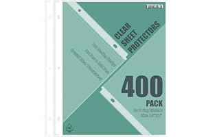 TUOKCALB 400 Pack Clear Sheet Protectors for 3 Ring Binder, Polypropylene Acid-Free Material, 8.5 x 11 Inch Letter Size, Protector of Your Documents