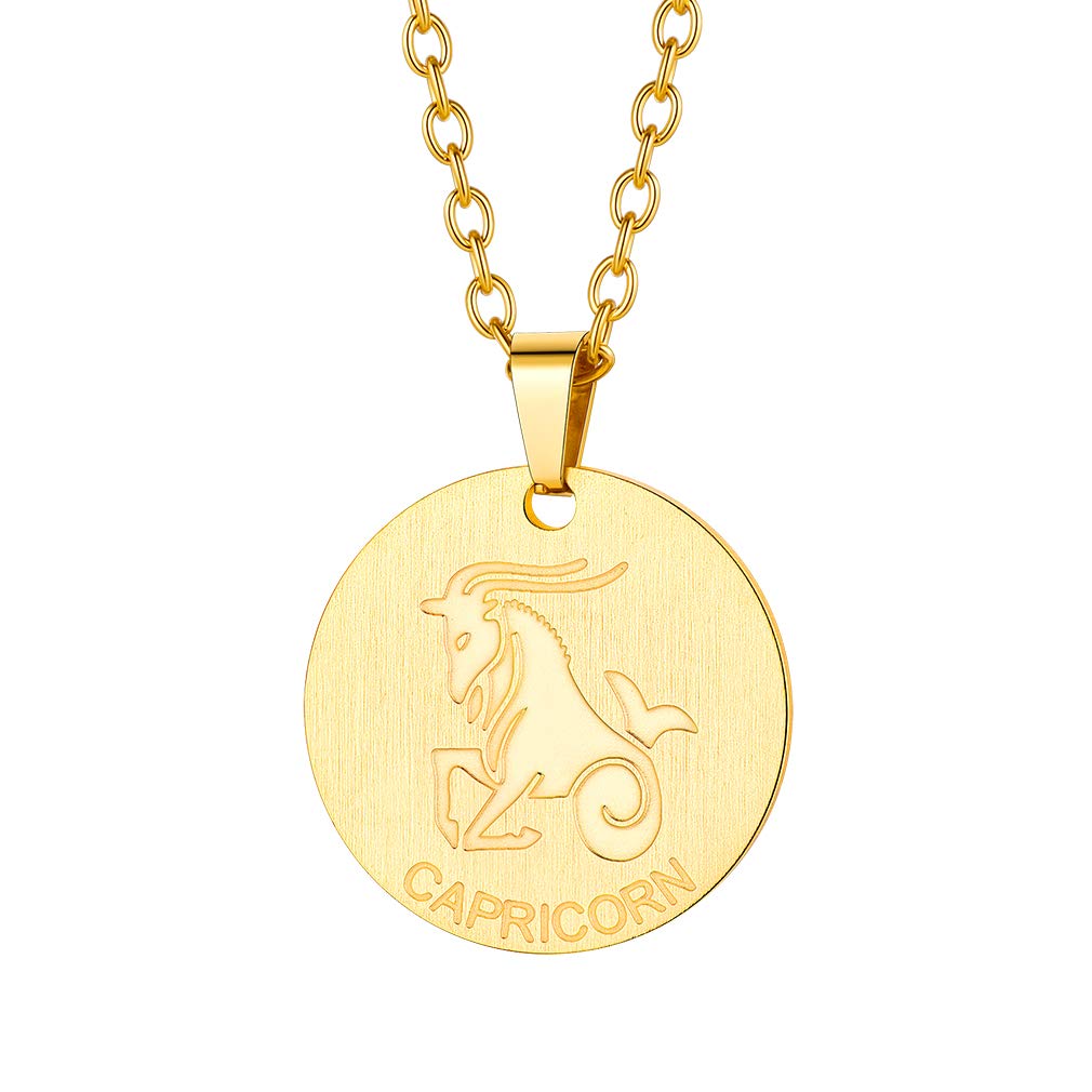 Custom4U Gold Plated Constellation Necklaces for Woman Dainty Disc Star Sign Necklace Taurus Jewellery
