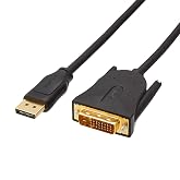 Amazon Basics 10-Pack DisplayPort to DVI Cable, 1920x1080p, 1080@60Hz, Gold-Plated Plugs, 6 feet, Black