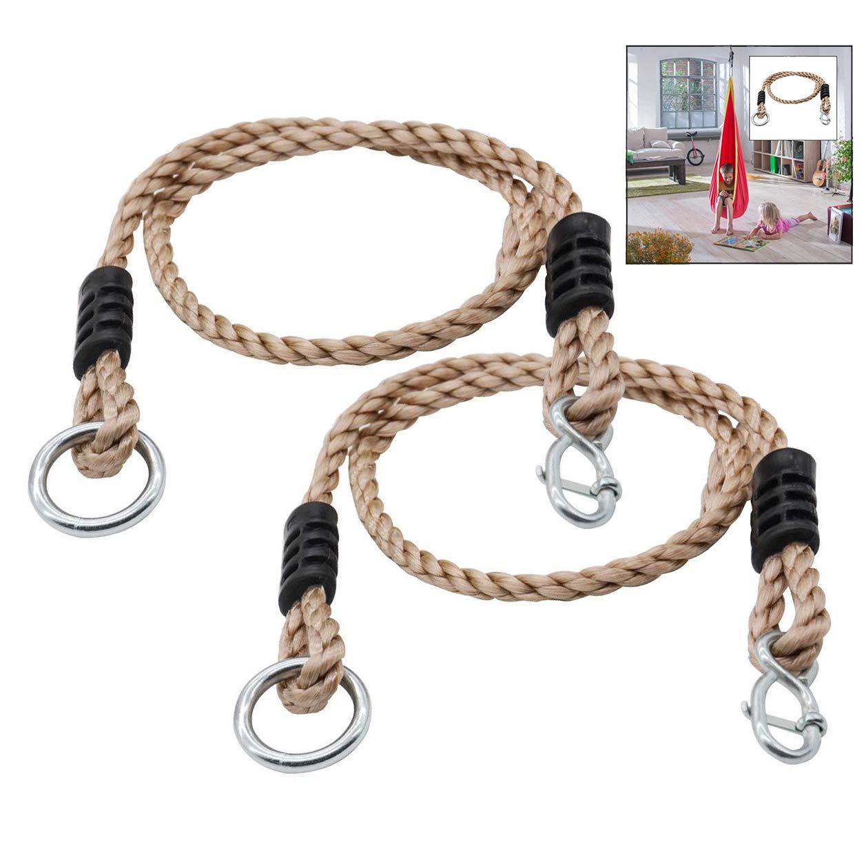 LHKJ Swing - Adjustable Nylon Rope, Heavy Duty, Holds 200kg, for Hammock Swing Chair & Patio Furniture, Metallic