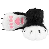 hbbhml Animal Fuzzy Slippers Bear Cat Wolf Dog Fox Fursuit Feet Paw Claw Shoes Furry Boots Costume Accessories for Adult Kids