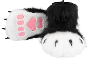 hbbhml Animal Fuzzy Slippers Bear Cat Wolf Dog Fox Fursuit Feet Paw Claw Shoes Furry Boots Costume Accessories for Adult Kids