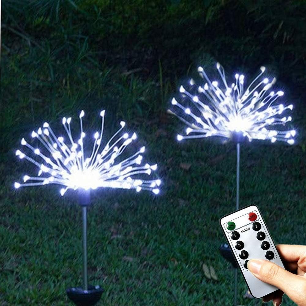 Solar Lights Garden Outdoor Stake Light, 2 Pack 120 LED Solar Firework