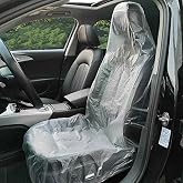 JESUNK 100 Pieces Disposable Seat Covers, Car Disposable Universal Plastic Seat Covers for Airplane Seats, Salon Chairs, Restaurant Seats, Bus Seats &amp; More (100 Pieces)