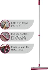 Kleeneze Rubber Cleaning Broom with 1.2m Telescopic Handle Pink Grey view 6