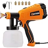 YATTICH Paint Sprayer, 700W High Power HVLP Spray Gun, 5 Copper Nozzles & 3 Patterns, Easy to Clean, for Furniture, Cabinets,