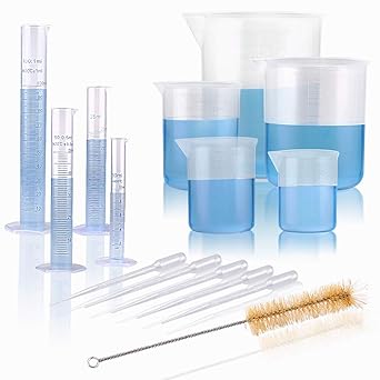 Moveland 15 Piece Set Clear Plastic Graduated Cylinders And Beakers With 5 Transfer Pipettes And 1 Test Tube Brushes Ideal For Diy And Science Lab Amazon Com Industrial Scientific
