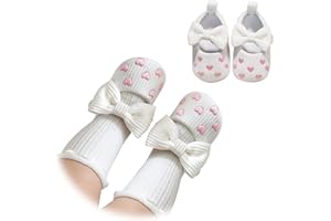 KIGOTWIN Baby Girl Shoes Newborn Infant Toddler Girls First Walker Cirb Dress Shoes Non Slip Soft Mary Jane Flats with Bowknot