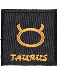 Zodiac Sign Taurus Black & Gold Patch, Zodiac Patches