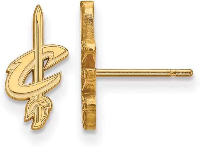 Amazon ゴールドメッキ スターリングシルバー Nba クリーブランド キャバリアーズ Xs ポストロゴアートピアス ピアス 通販