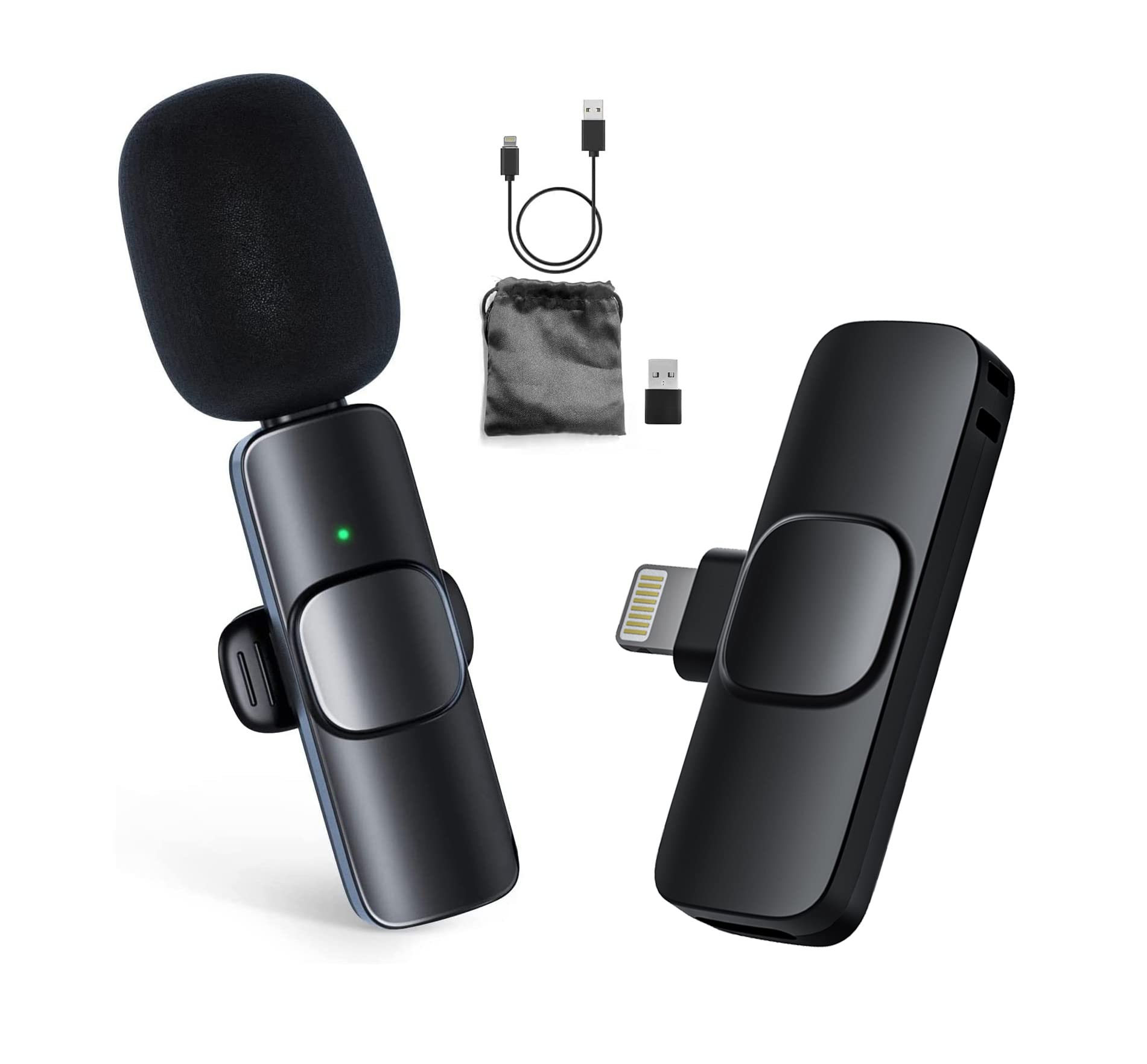 Inov8 AM1050 Wireless Lavalier/Lapel Microphone with Lightning Connector for iOS, iPhone X/XS/8/11/12/13 & iPad. Plug and Play with Transmittor TX and Reciever RX,Black