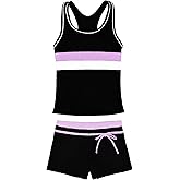 PROALLO Little Girls' Summer Swimwear Two Piece Boyshort Tankini Kids Swimsuit