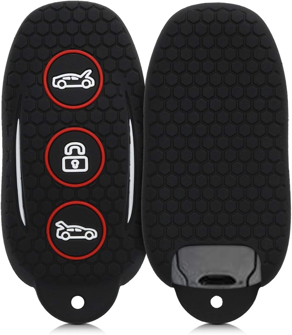 kwmobile Key Cover Compatible with Tesla Model S Car Key - Soft Silicone Car Key Fob Holder Protector Case - Black/Red