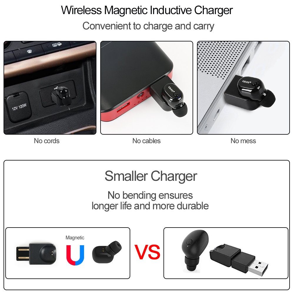 Écouteur Bluetooth, Mini Oreillette Bluetooth 4.1 [Nouvelle Recharge Magnétique] Sans Fil Réduction de Bruit Multipoint Intra-Auriculaires Casque avec Micro pour iPhone, Samsung, Android Smartphones (Noir)