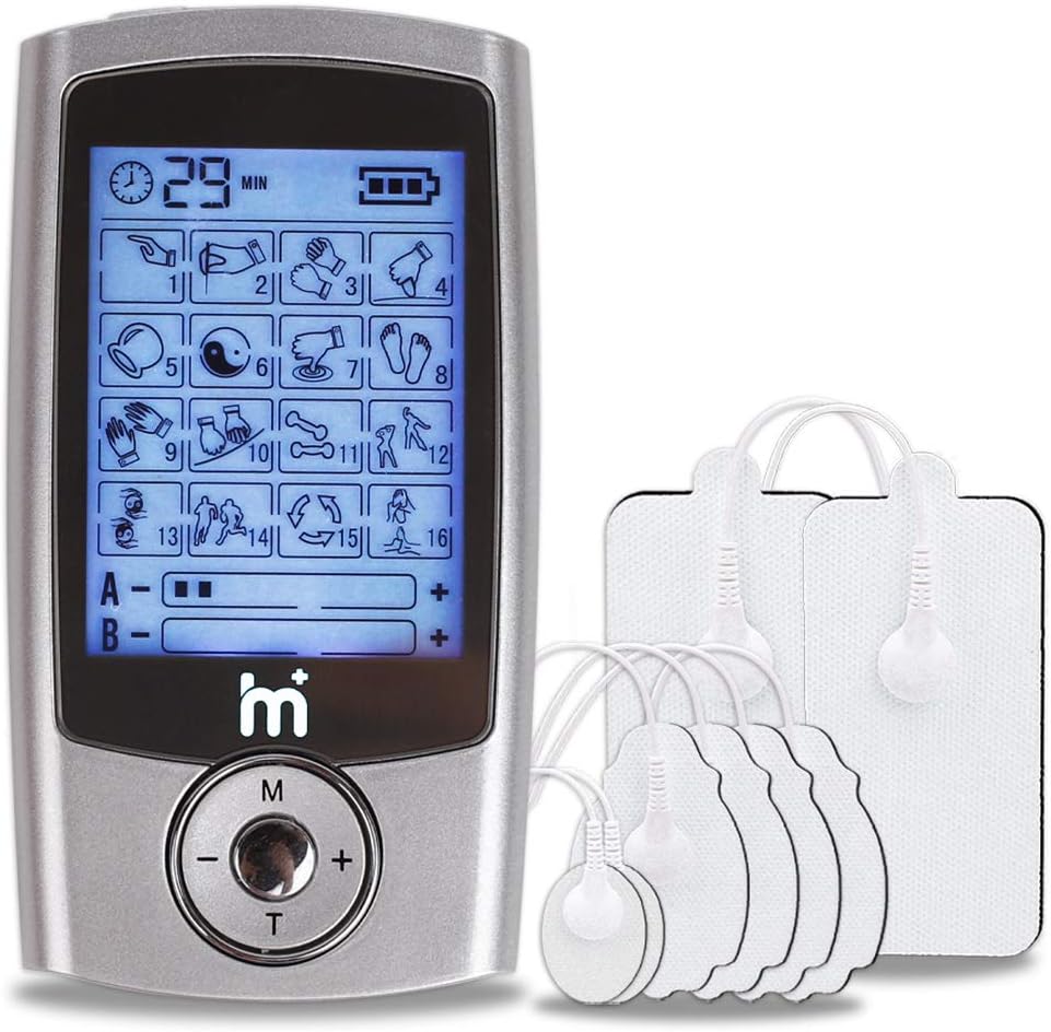 HaelMed Dual Channel Electric TENS Unit Muscle Stimulator, Gen Pain Relief 16 Modes Rechargeable TENS Machine with 4pcs Premium Electrode Pads for Pain Relief & 2 Electrode Wires with 2 leads: Health & Personal Care