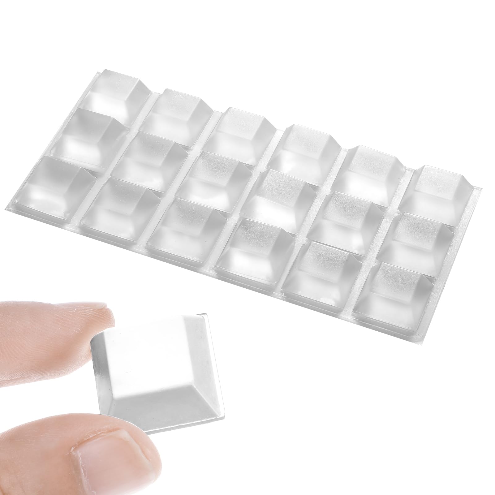 Photo 1 of 18 Pcs Clear Rubber Bumpers Square Adhesive Bumper Pads Feet Stick on Bumper Glass Table Top Bumpers Furniture Pads for Door Laptop Computers Electronics Speakers Appliances