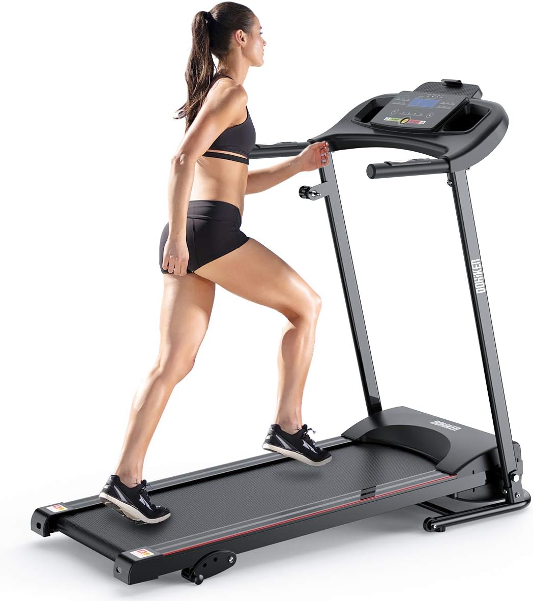 Folding Treadmill, 2020 Upgraded Electric Motorized Running Machine, LED Display, Safety Key, 12 Preset Programs, Smartphone&Water Bottle Holder, Exercise Fitness Trainer Equipment for Home Gym Office