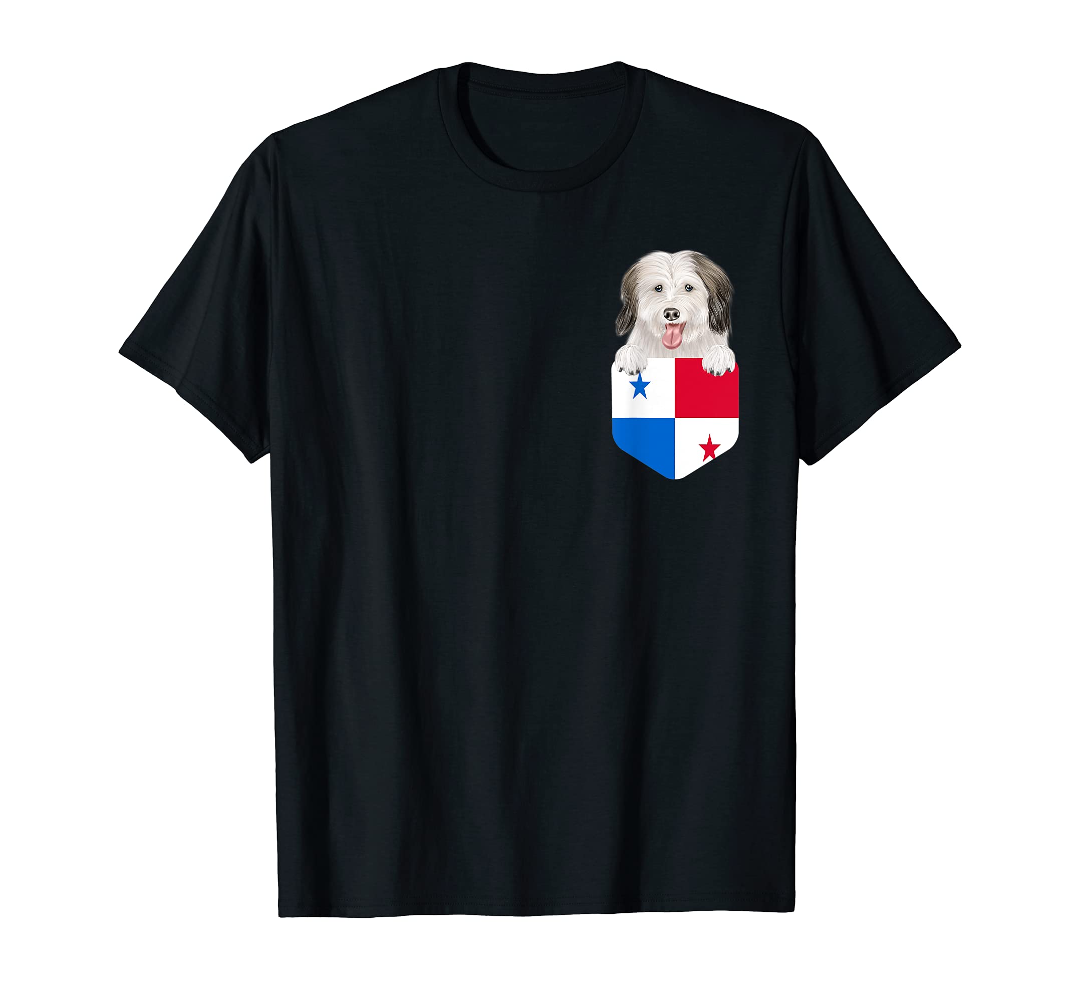 Panama Flag Coton de Tulear Dog In Pocket T-Shirt