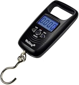 WiseField Digital Hanging Fish Scale Luggage Travel 110lb/50kg LCD Backlit Balance Weight Hook (Black)
