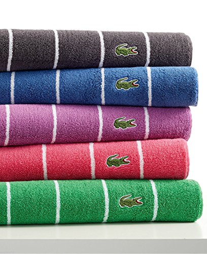 Lacoste Striped Croc Hand Towel - Blue 16 x 30 inches