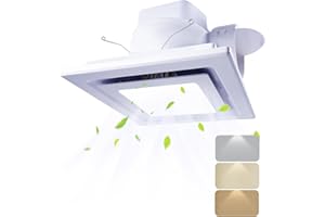 Yopmb Bathroom Fan with Light, Ceiling Mount Quiet Square Bathroom Exhaust Fan with Color Change Light 3000K/4000K/6000K, Home Vent Fan and Light Combo, 1.0 Sones 110 CFM 110V 4" Duct, White…