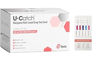 U CATCH [10 Pack] THC 5-Level Marijuana Home Urine Test Kit: Highly Sensitive Testing Card Rapid Test Detects at 20 ng/mL, 40 ng/mL, 100 ng/mL, 200 ng/mL and 300 ng/mL