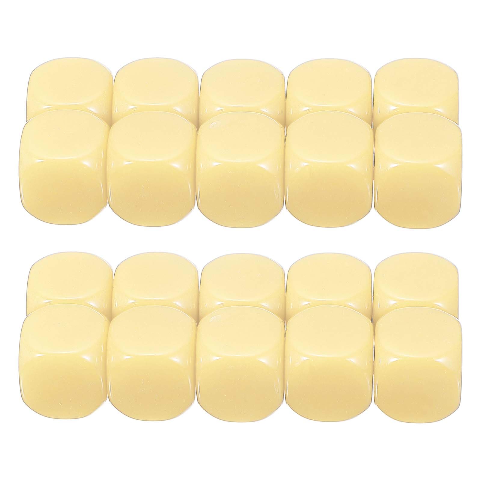 PATIKIL 16 mm Acrylic Dice Blank, 100 Pcs Standard Game Dice Rounded Corner with Smoothed Surface Six Sided for Board Games Teaching, Beige