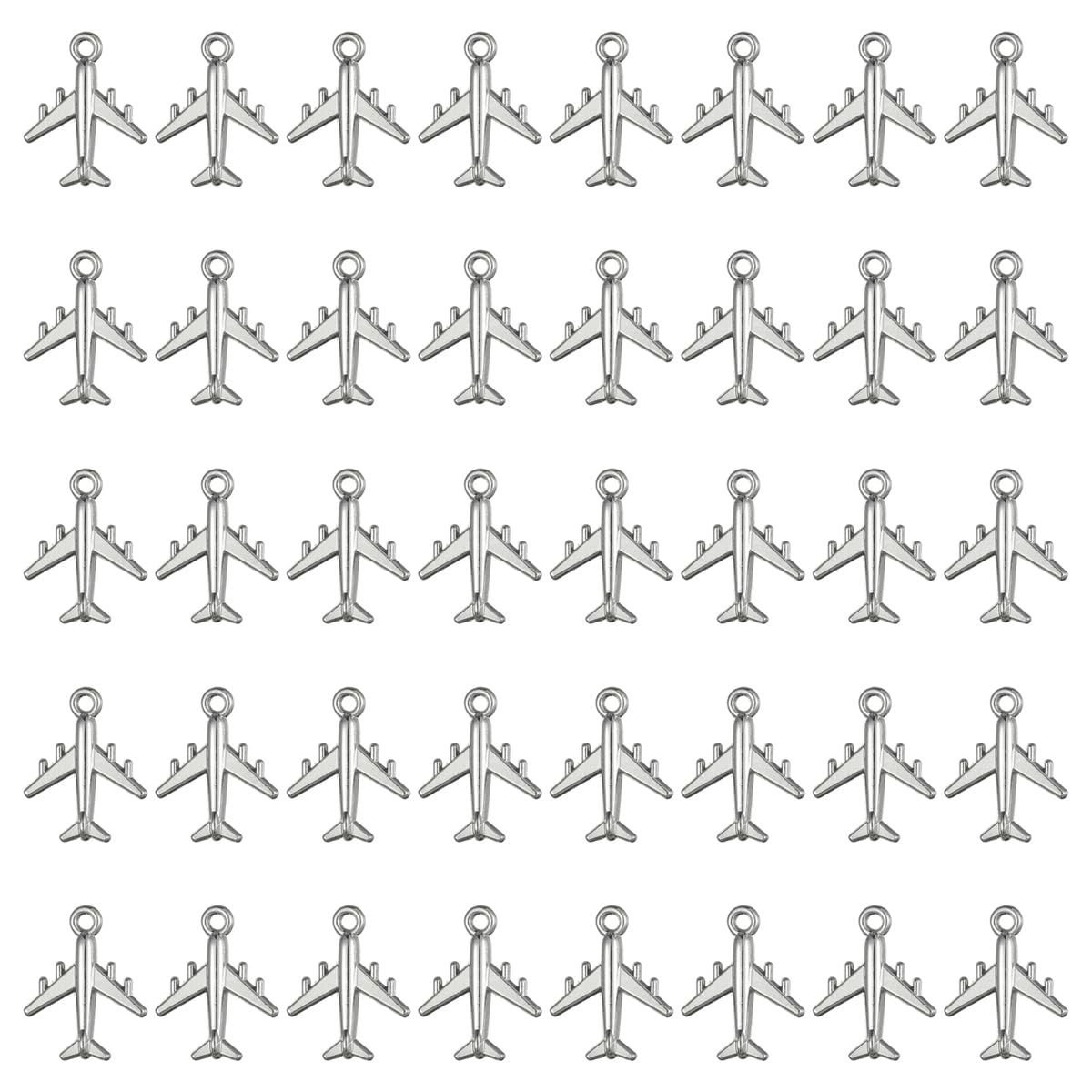 JKJF 40 Pcs Airplane Charms Pendants Aircraft Pendants Vintage Aeroplane Charms Pendant for DIY Crafts Bracelet Earrings Necklace Jewelry - Silver