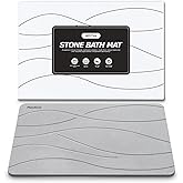 Nestiva Stone Bath Mat Non-Slip Super Absorbent, Quick Drying, Multi-Purpose Large Bathroom Rugs in Front of Bathtubs and Sinks, Natural Diatomaceous Earth Shower Mat Easy to Clean(15.3″x23.6″, Grey)