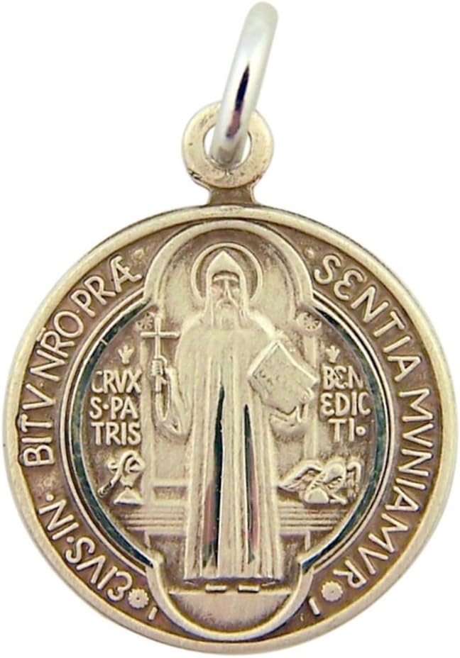 Sterling Silver Catholic Saint Benedict Protection Against Evil Medal, 3/4 Inch