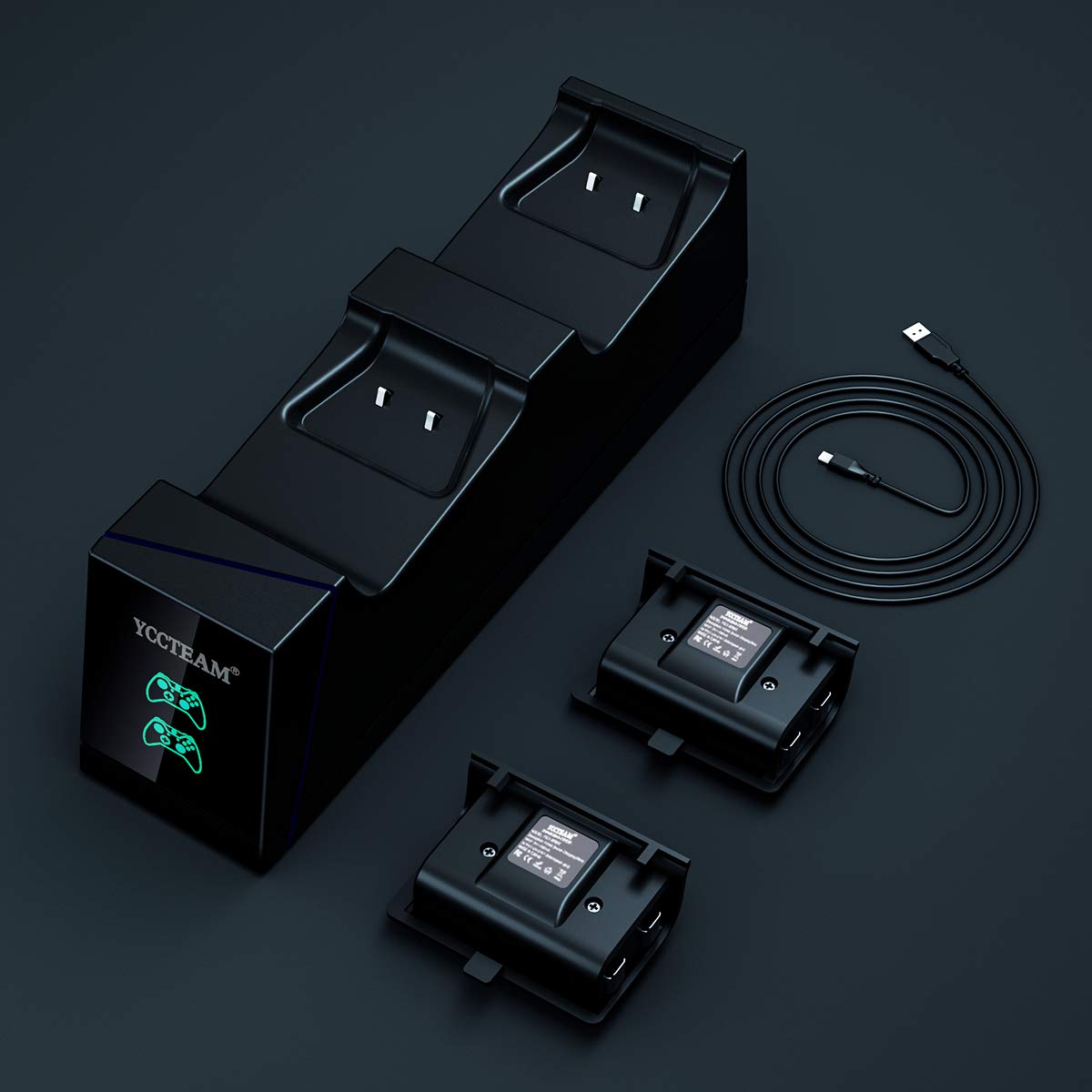 VGAME Xbox One Controller Charger Station with Rechargeable Battery Packs - Dual Slot Charging Base Dock & 2 Pack Replacement Batteries Accessories for Xbox ONE S/X Elite