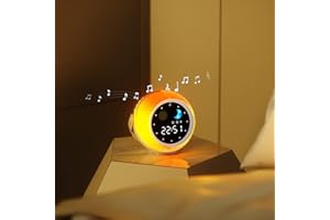Mulukiss Alarm Clock for Kids, Bluetooth Music Player&Digital Clock, Sleep Sound Machine for Kids Bedroom, Kids Alarm Clock Sleep Trainer with Wake up Light, Ok to Wake Clock for Kids (Red-Yellow2)