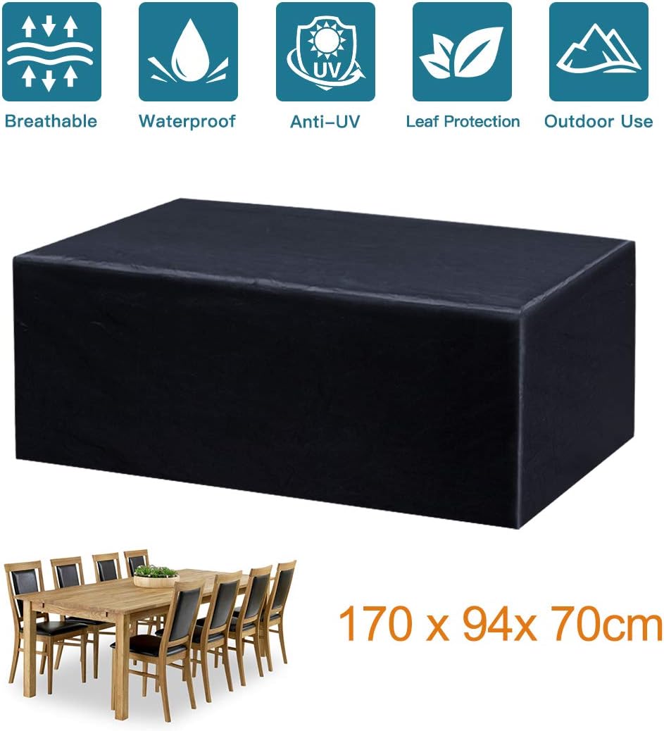Mutsitaz Garden Furniture Covers, Waterproof Dustproof Anti-UV Oxford Fabric Outdoor Furniture Covers (170 x 94 x 70 cm)