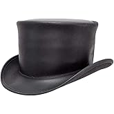 American Hat Makers El Dorado Top Hat Genuine Leather for Men & Women | Vintage Steampunk Style with Classic Modern Edge
