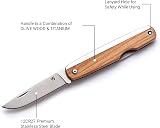 Whitby Pocket Knife Olive Wood Handle 2.25in Stainless Steel Folding EDC Knife view 6
