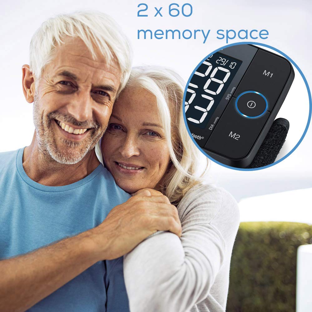 Beurer BC54 Wrist Blood Pressure Monitor with Bluetooth, Irregular Heartbeat Detector, Risk Indicator, Accurate Large Display, and Travel Case, Wrist Cuff up to 120 Memory Sets