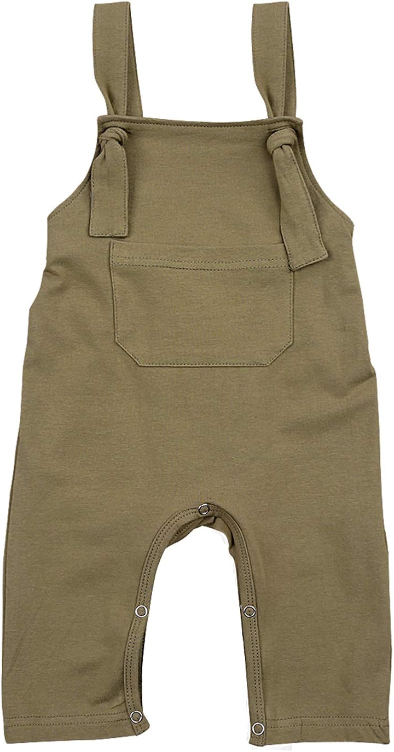 Yunersea Newborn Baby Toddler Girl Boy Basic Plain Pocket Bib Overalls Cotton Overall Pants: Clothing