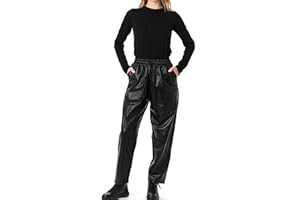 Jild Real Lambskin Leather Pants for Women Comfortable Drawstring Versatile Design Elastic Waistband with Relaxed Fit