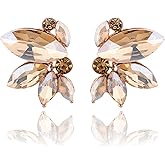 MALOYANVE Rhinestone Stud Earrings for Women Dainty Small Crystal Cluster Earrings Sparkly Rhinestone Stud Earrings Marquise Crystal Cluster Earrings Bridesmaid Wedding Party Jewelry